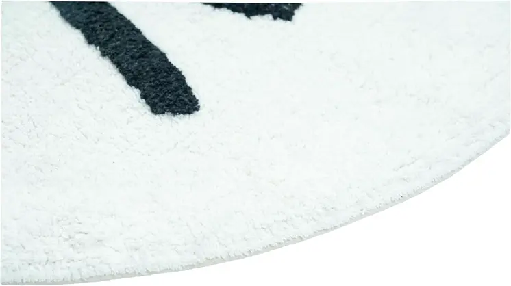 32" White And Black Cotton Kitty Cat Shaped Youthful Bath Rug