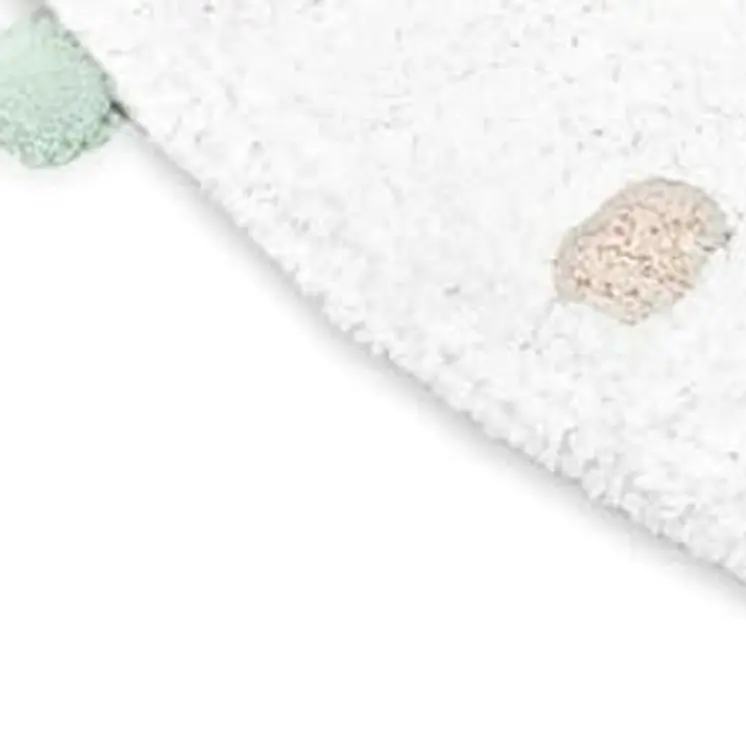 32" White Green And Purple Cotton Round Polka Dots Bath Rug