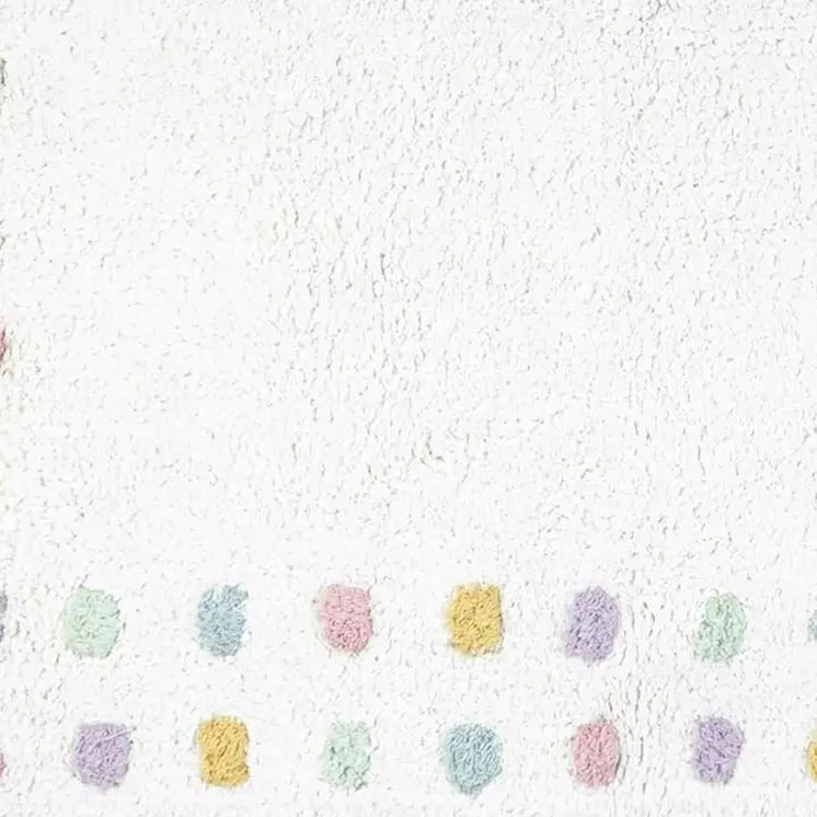 32" White Purple And Pink Cotton Polka Dots Bath Rug