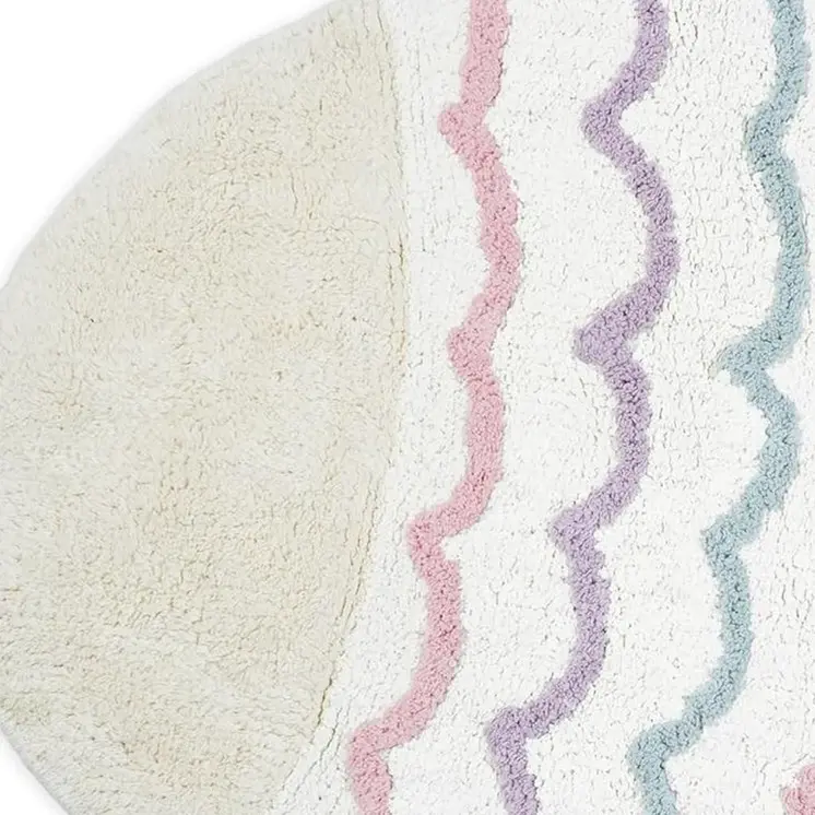 32" White Pink And Purple Cotton Fish Shaped Youthful Bath Rug