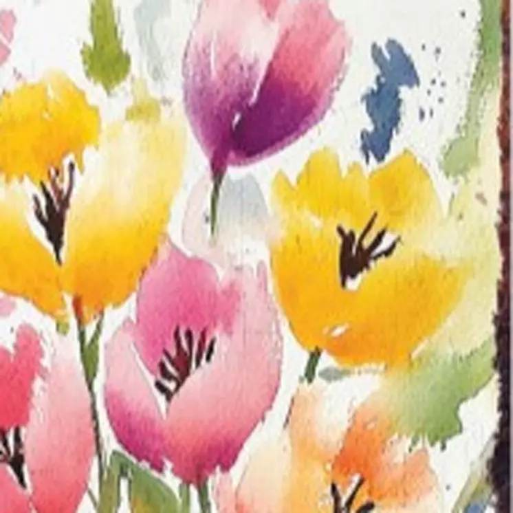 10" Green Pink White And Yellow Solid Wood Tulips Garden Stake