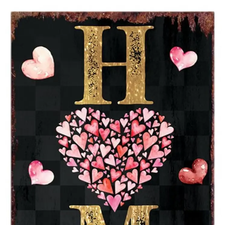 36" Black Gold And Pink Solid Wood Home Sweet Valentine's Day Porch Sign