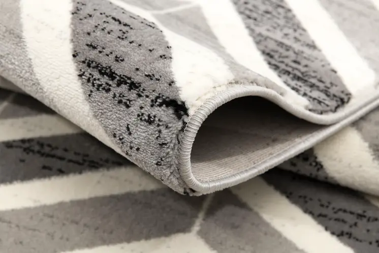 6' Red And Gray Geometric Runner Rug