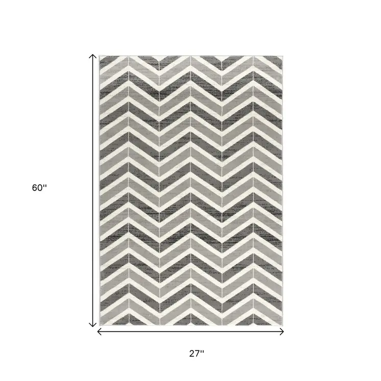 2' X 5' Red And Gray Geometric Area Rug