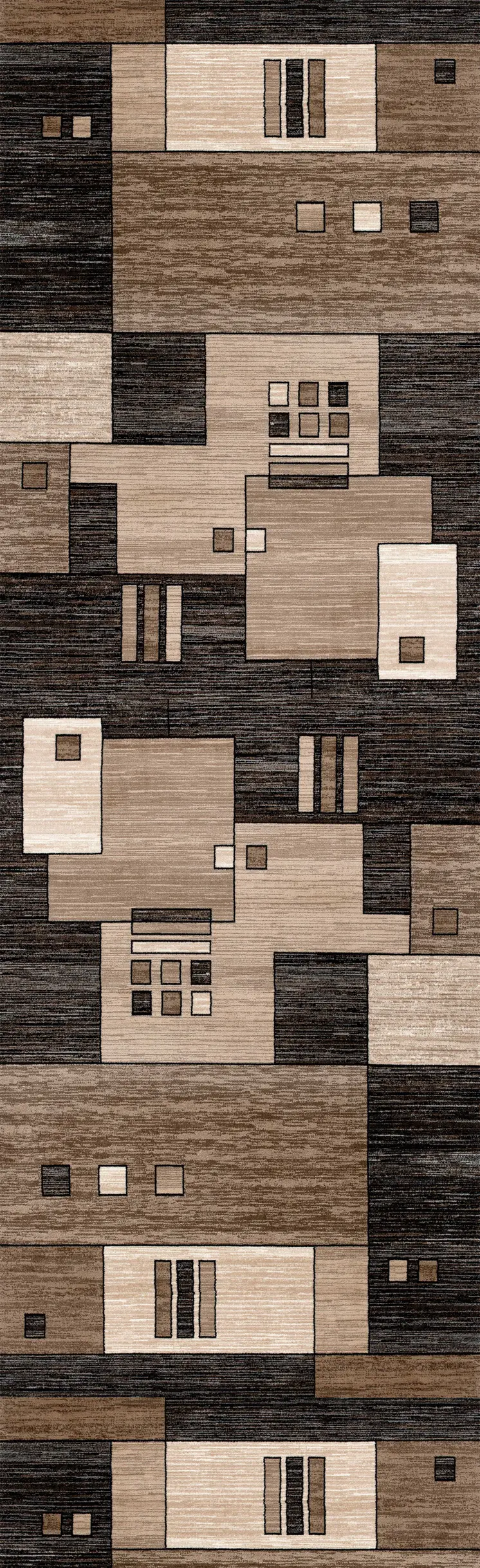 6' Brown And Beige Geometric Runner Rug