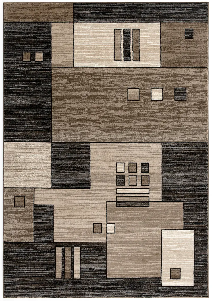 2' X 5' Brown And Beige Geometric Area Rug