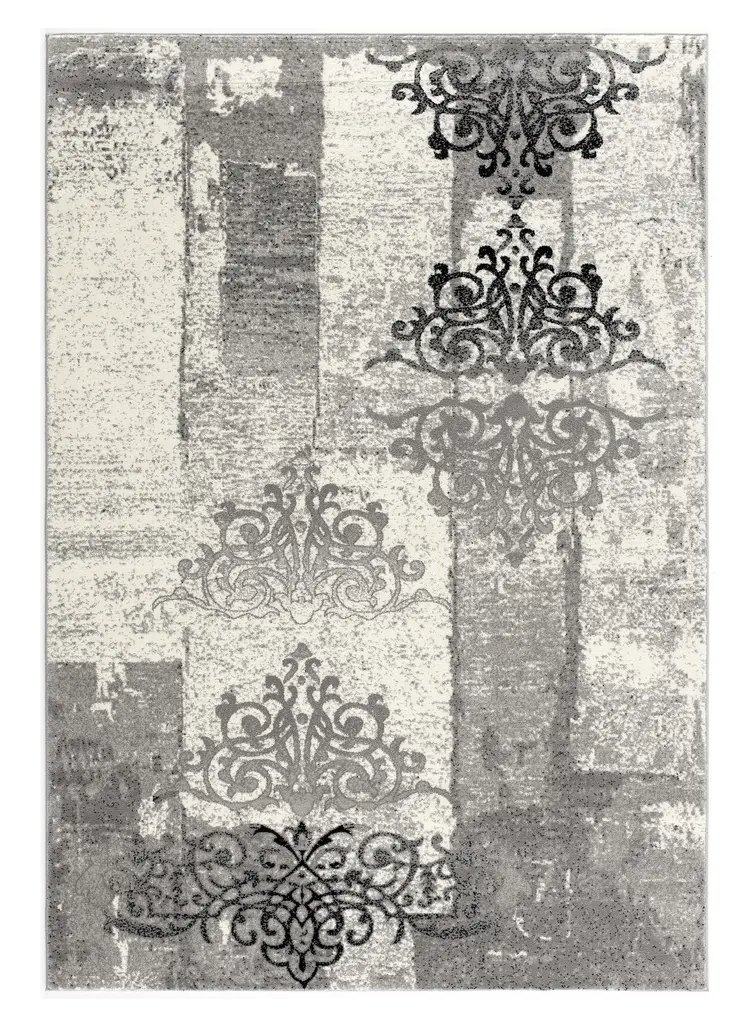 2' X 5' Gray And Black Abstract Area Rug