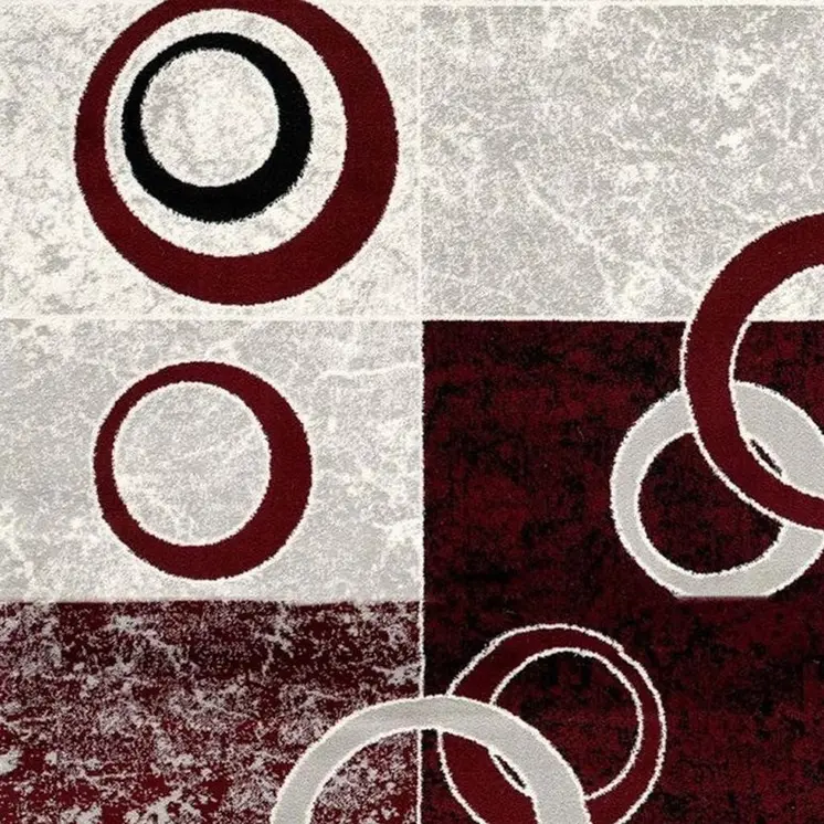 6' Red And Gray Geometric Runner Rug