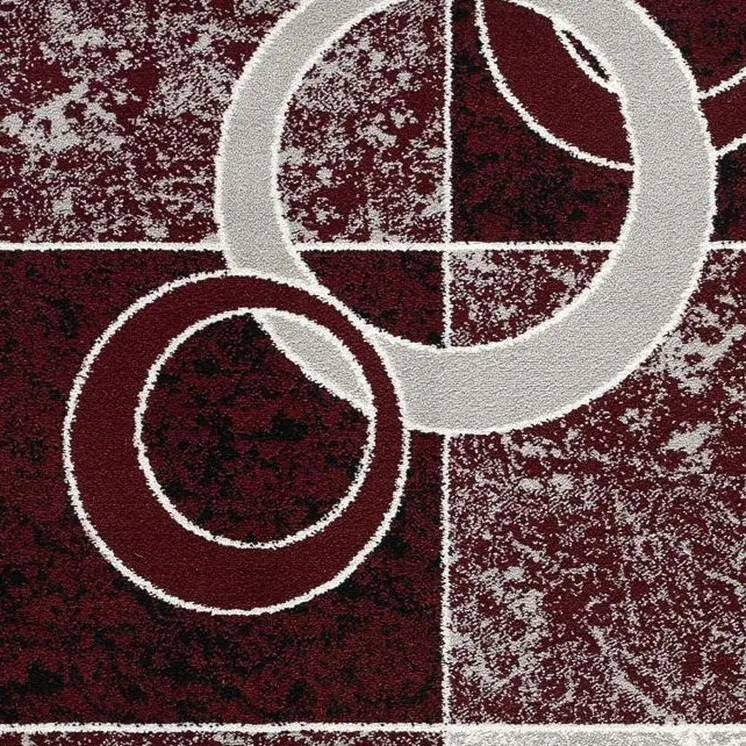 2' X 5' Red And Gray Geometric Area Rug