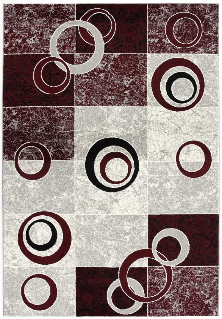 2' X 5' Red And Gray Geometric Area Rug
