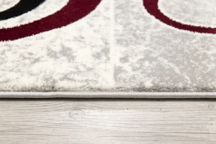 12' Red And Gray Geometric Runner Rug