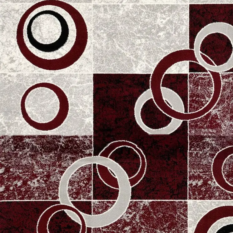 12' Red And Gray Geometric Runner Rug