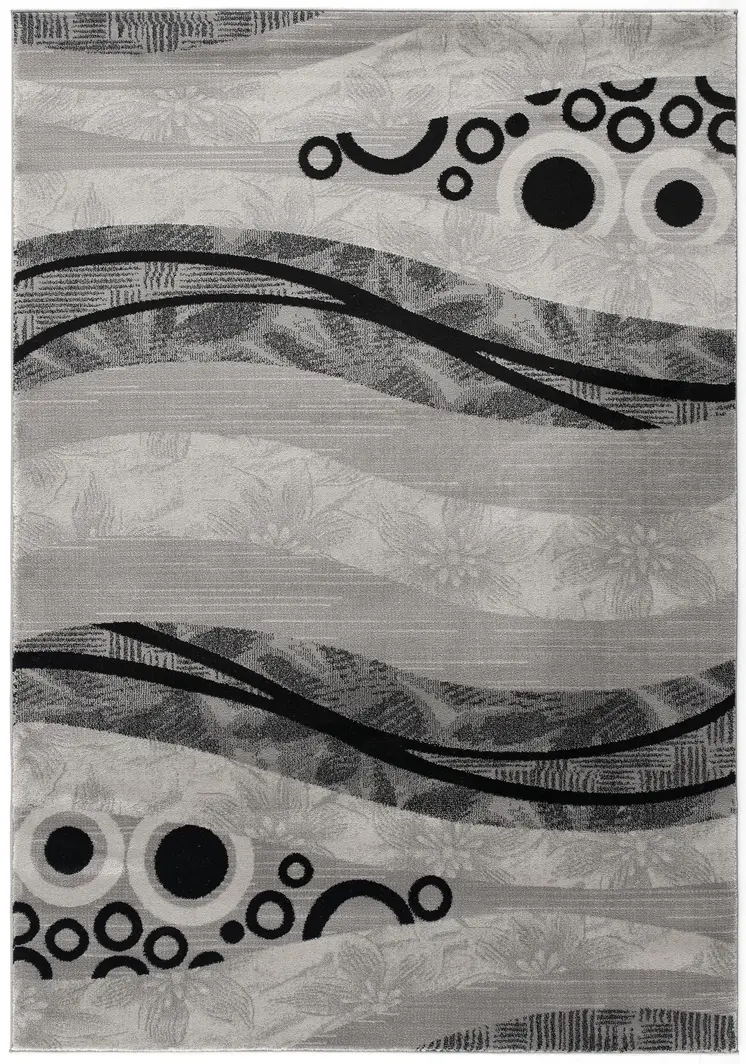 2' X 5' Gray And Black Geometric Area Rug