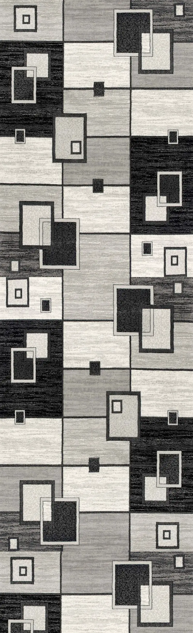 6' Gray And Black Geometric Runner Rug