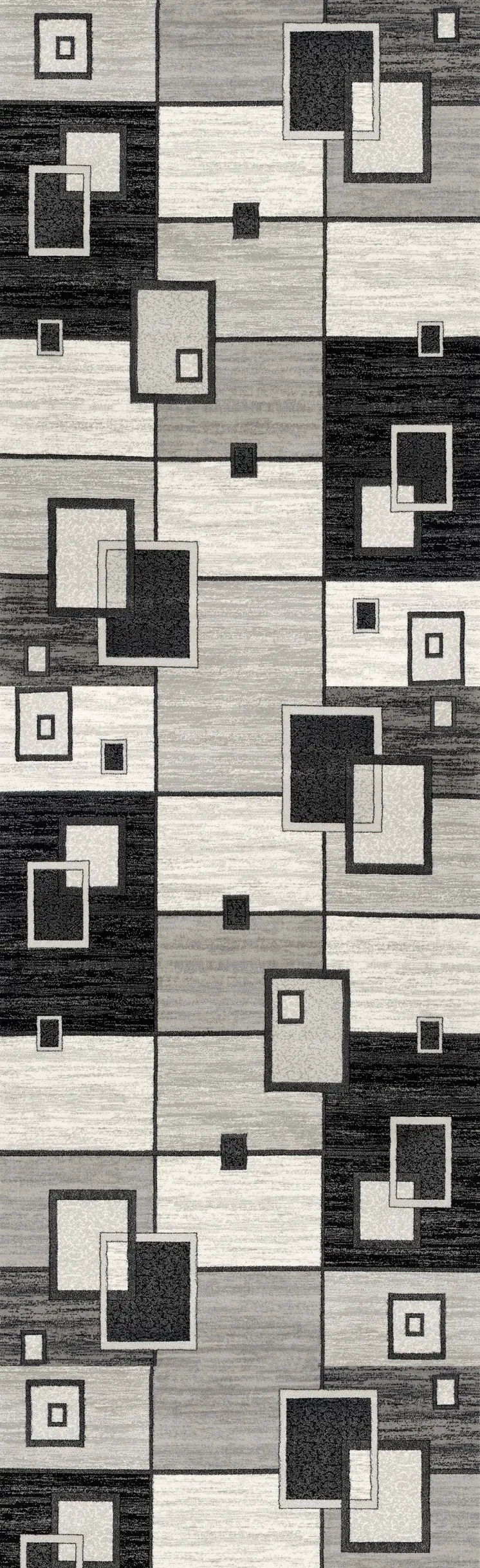 6' Gray And Black Geometric Runner Rug