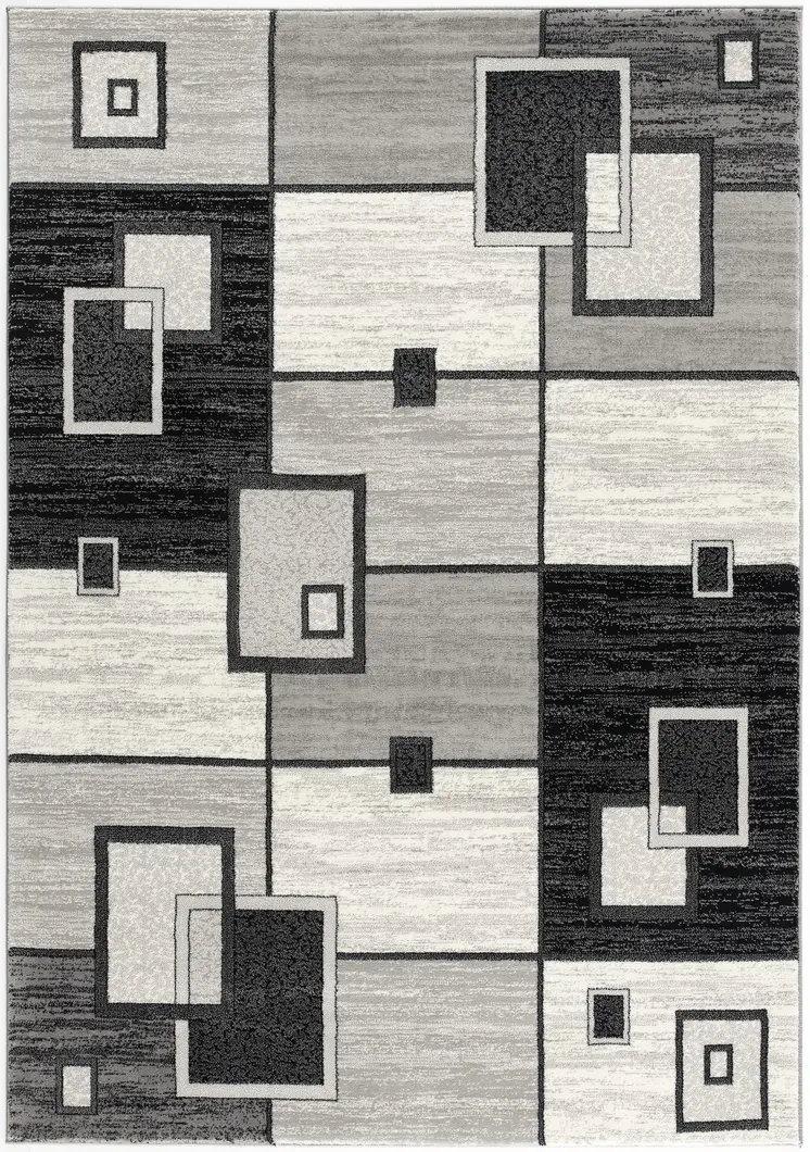 2' X 5' Gray And Black Geometric Area Rug