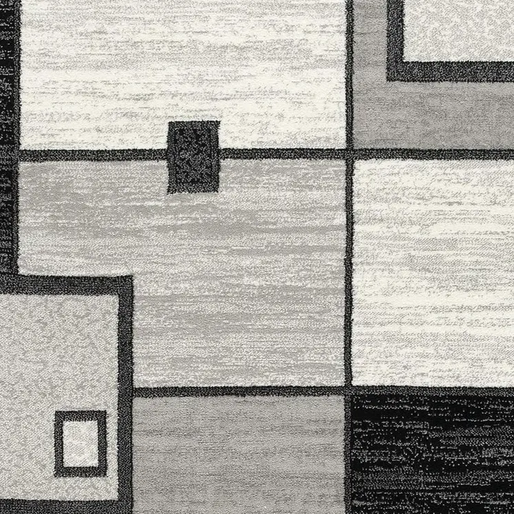 2' X 5' Gray And Black Geometric Area Rug