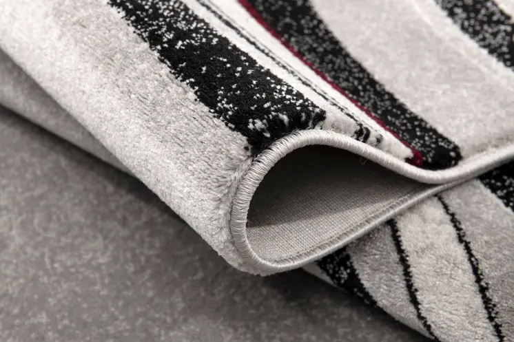 6' Gray And Black Abstract Runner Rug