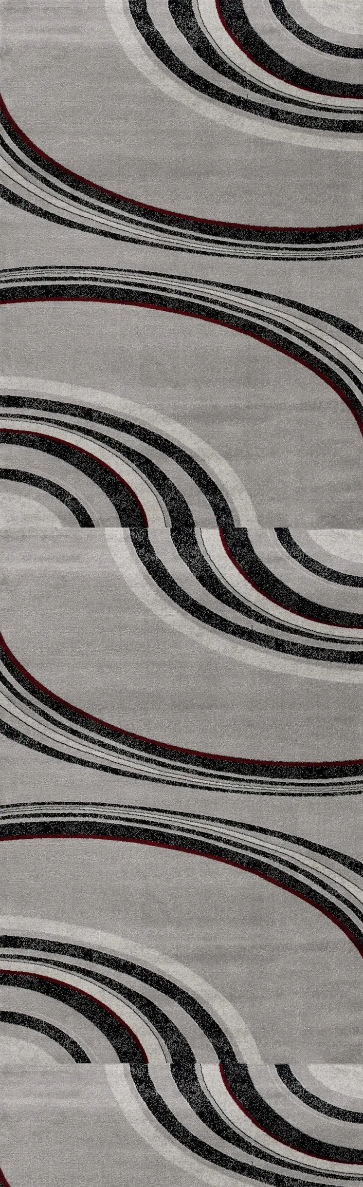 6' Gray And Black Abstract Runner Rug