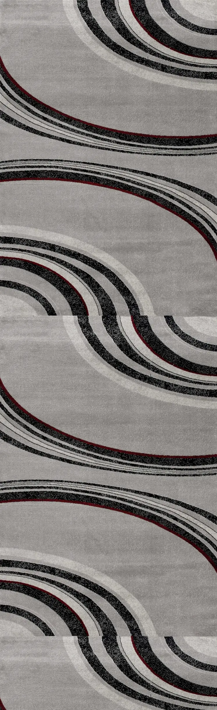 6' Gray And Black Abstract Runner Rug