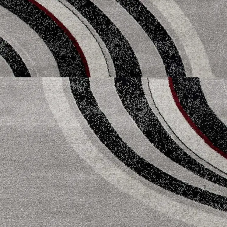 6' Gray And Black Abstract Runner Rug