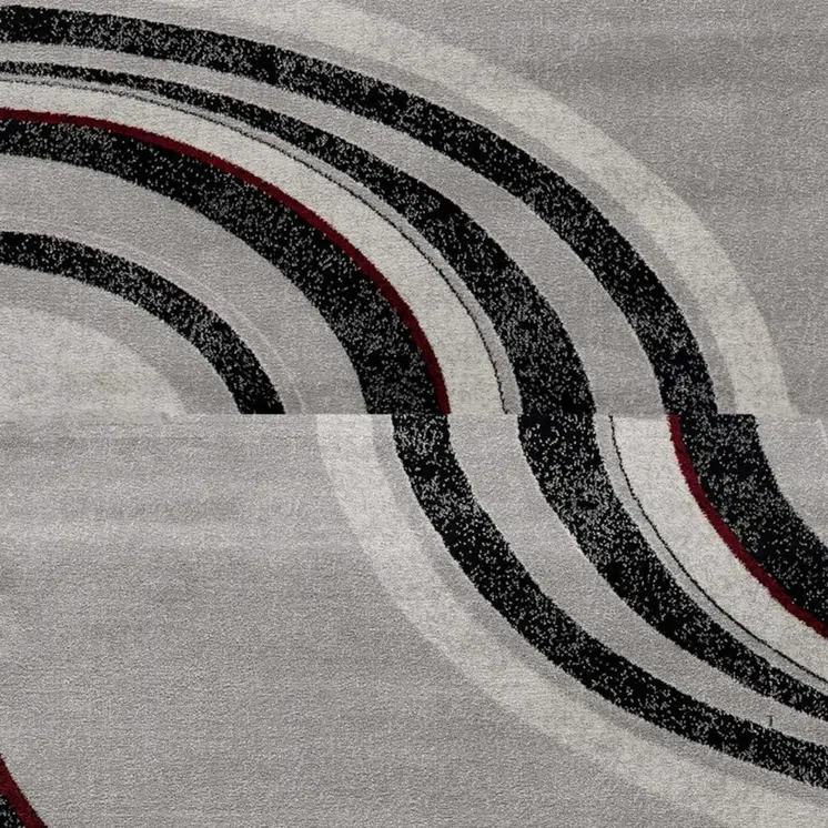 6' Gray And Black Abstract Runner Rug