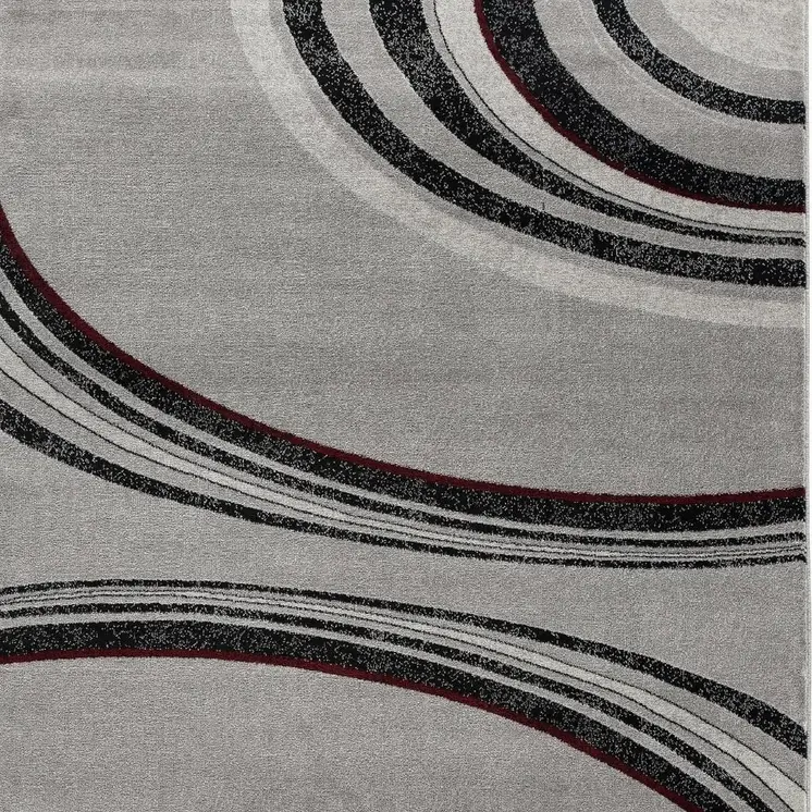 2' X 5' Gray And Black Abstract Area Rug