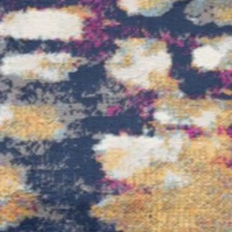 18' Yellow And Blue Abstract Runner Rug