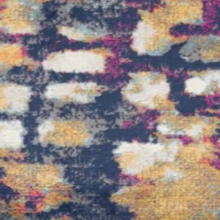 12' Yellow And Blue Abstract Runner Rug