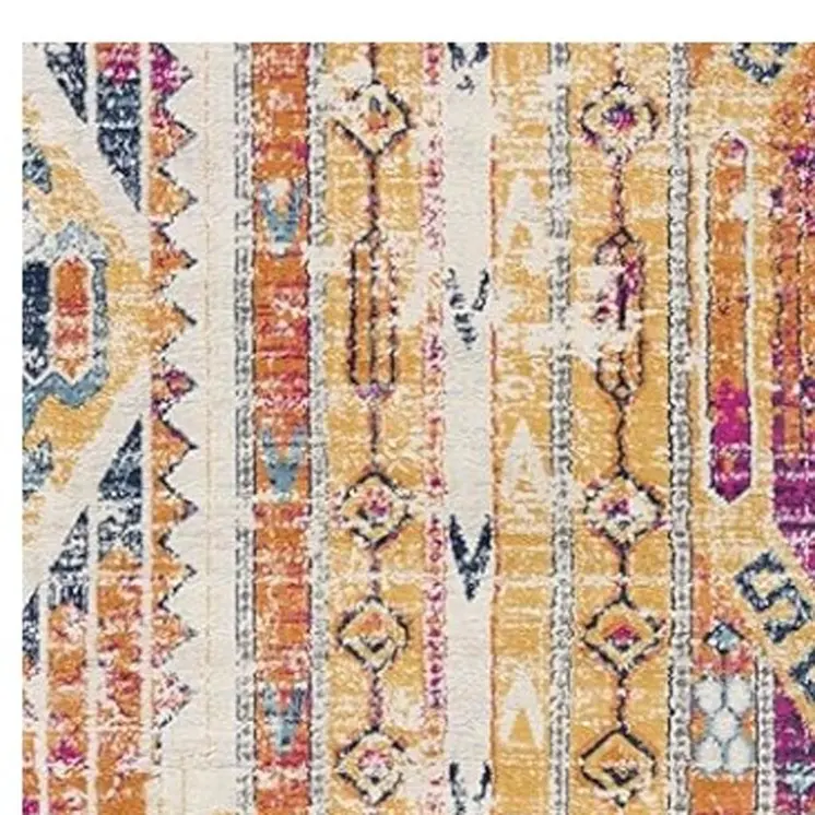 12' Yellow And Beige Abstract Runner Rug