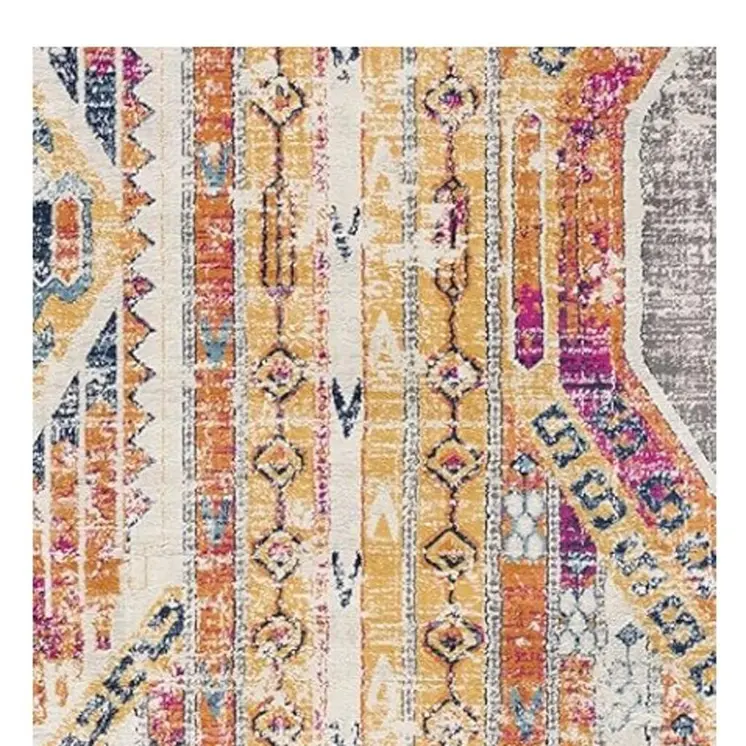 12' Yellow And Beige Abstract Runner Rug