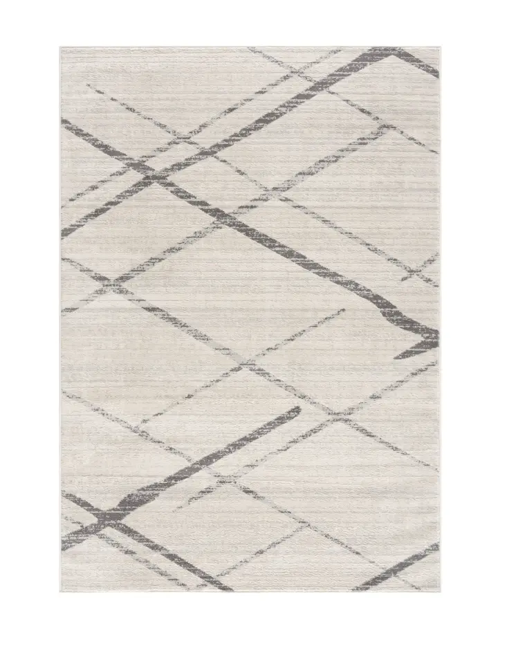 2' X 5' Beige And Gray Abstract Area Rug