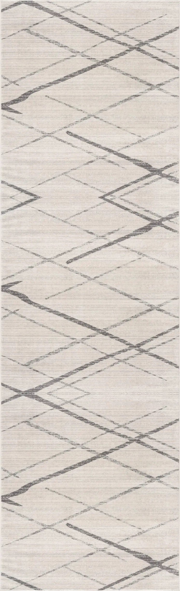 18' Beige And Gray Abstract Runner Rug