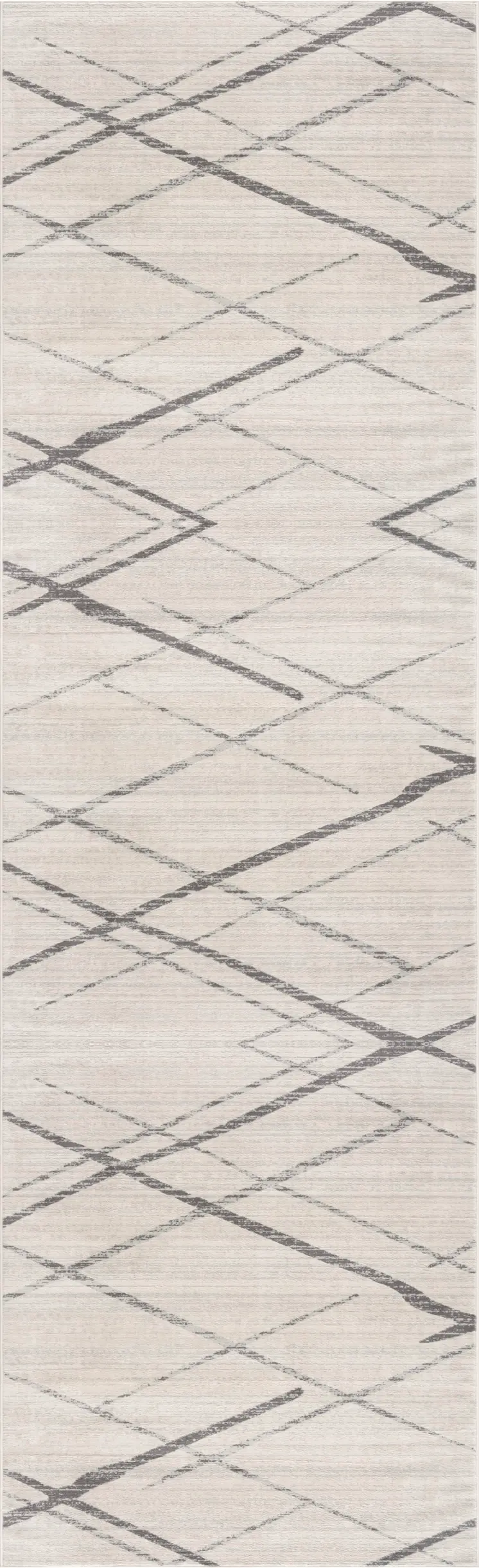 12' Beige And Gray Abstract Runner Rug