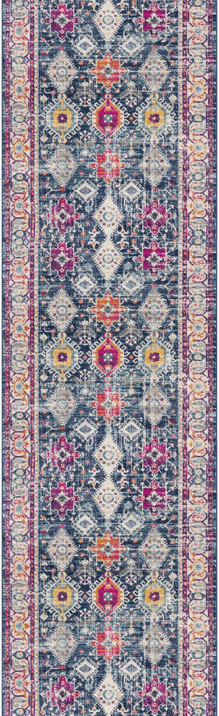 12' Blue And Beige Southwestern Runner Rug