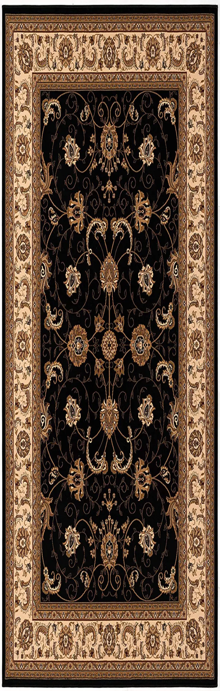 6' Beige And Blue Oriental Runner Rug