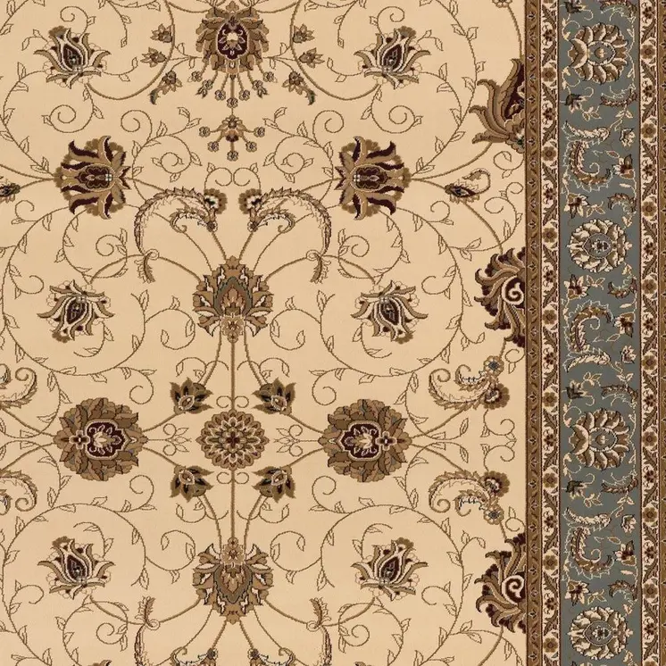 2' X 5' Beige And Cream Oriental Area Rug