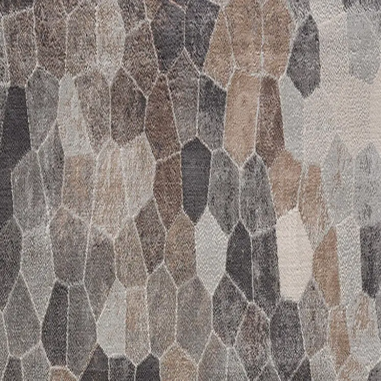 12' Blue And Beige Geometric Runner Rug