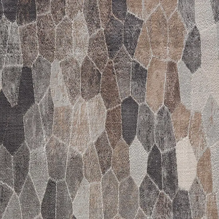 18' Gray And Beige Geometric Runner Rug