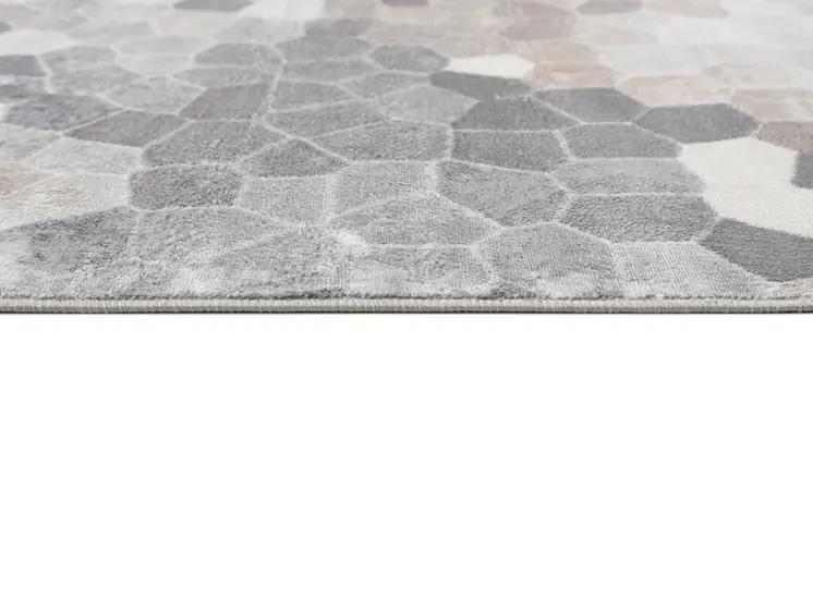 12' Gray And Beige Geometric Runner Rug