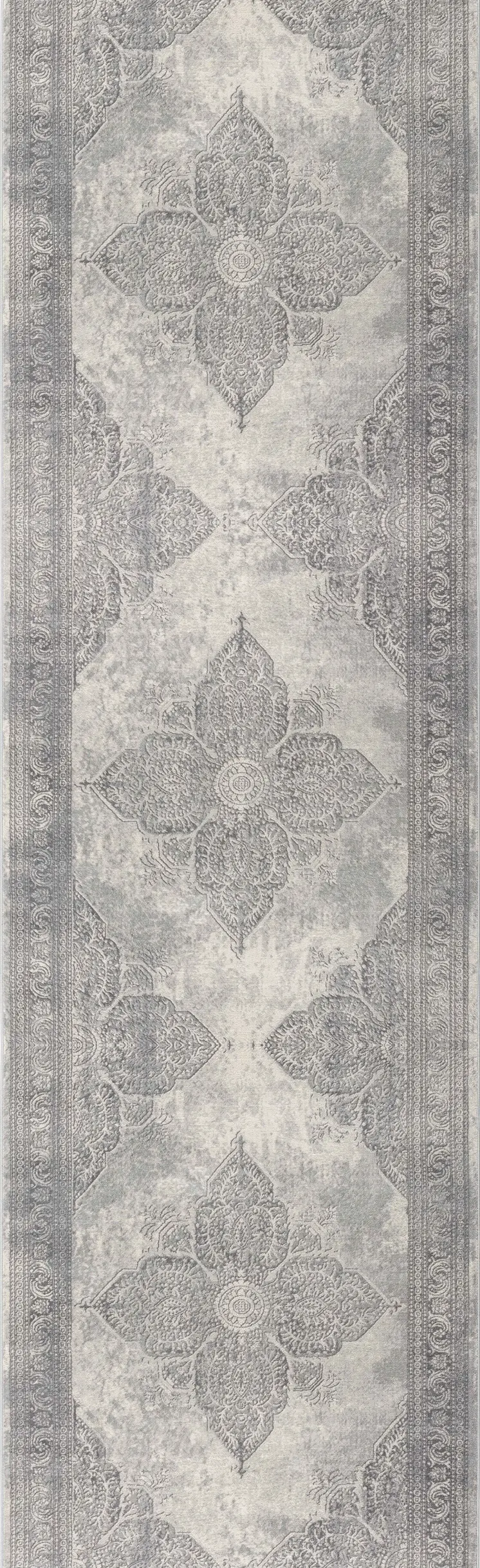 12' Gray And Beige Moroccan Runner Rug