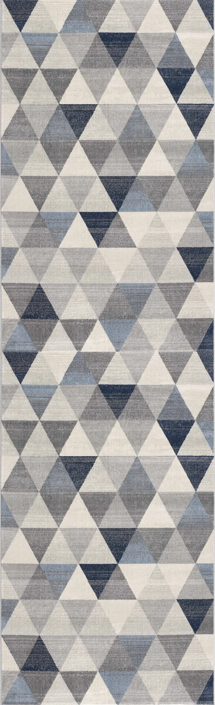 12' Blue And Beige Geometric Runner Rug