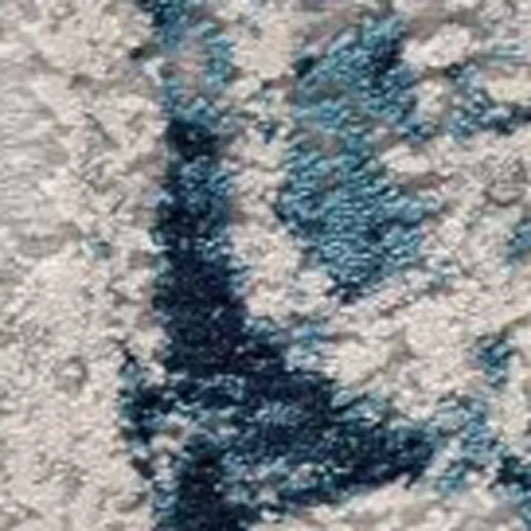 6' Blue And Cream Abstract Runner Rug