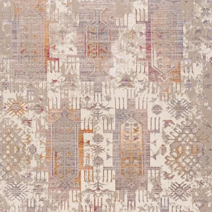 6' Gray And Beige Southwestern Runner Rug
