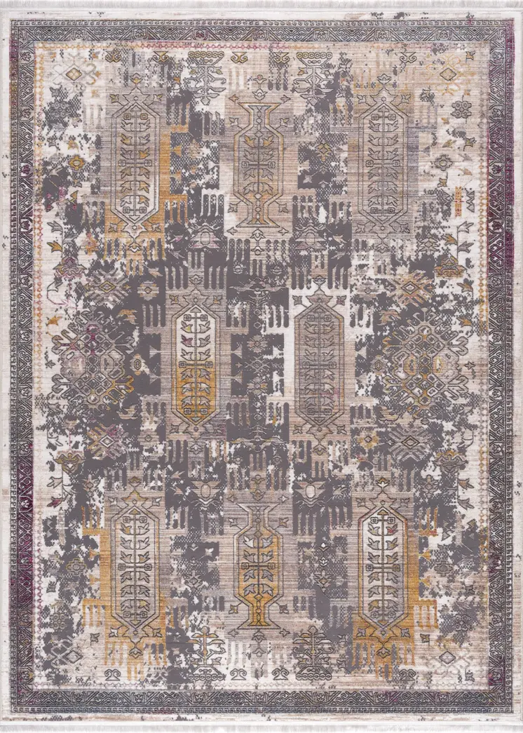 2' X 5' Gray And Beige Southwestern Area Rug