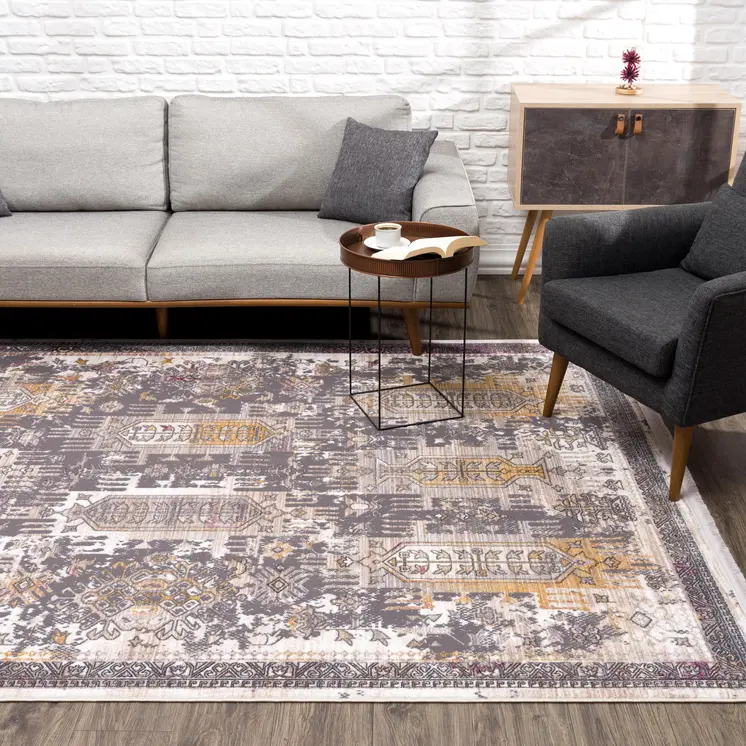 2' X 5' Gray And Beige Southwestern Area Rug
