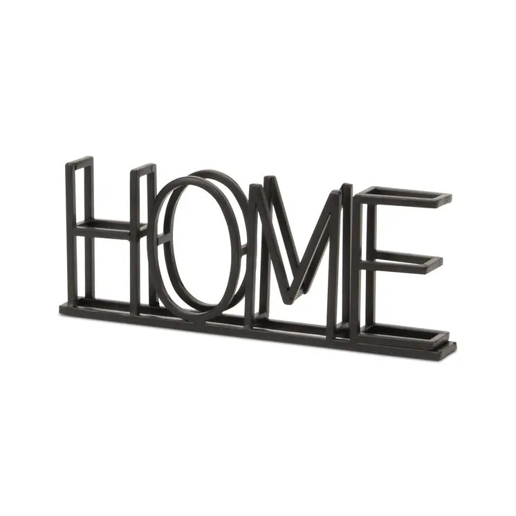 4" Black Metal Home Hand Painted Tabletop Sign