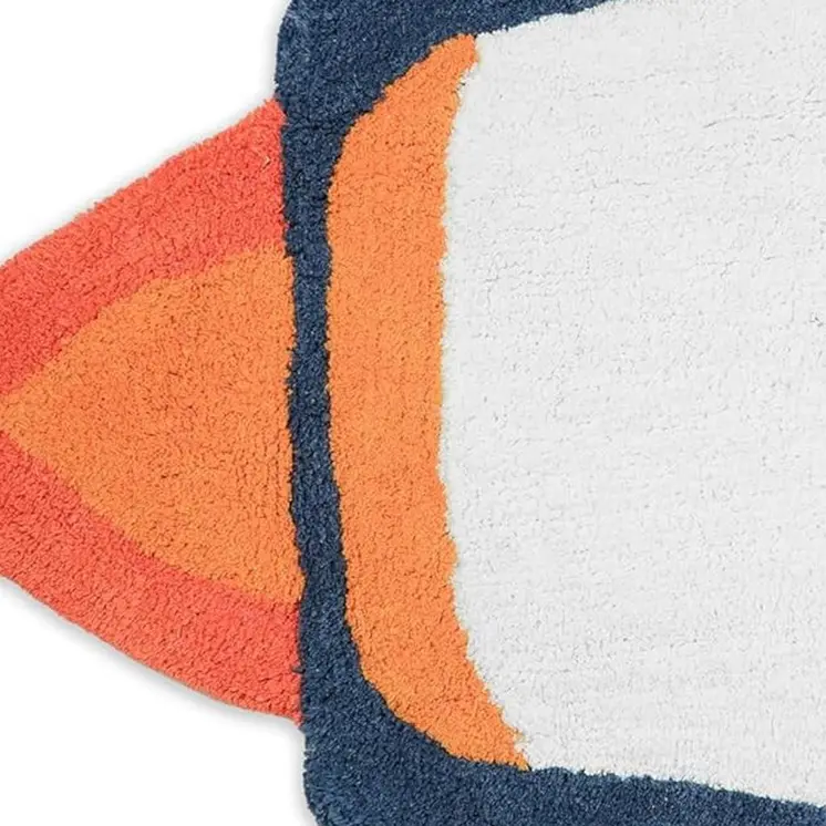 2' X 3' Orange And White Spaceships Youthful Washable Area Rug