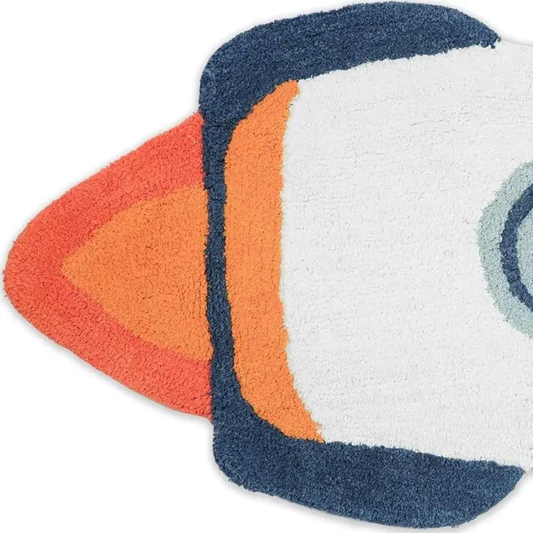 2' X 3' Orange And White Spaceships Youthful Washable Area Rug
