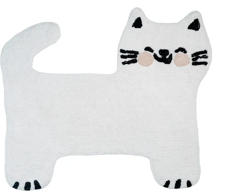 2' X 3' Black And White Kitty Cat Youthful Washable Area Rug